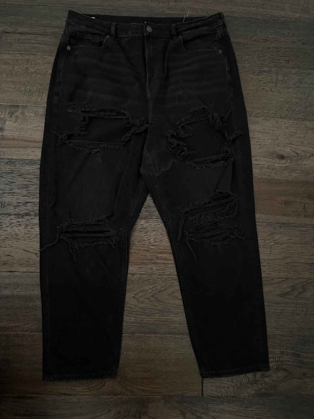 Black Ripped Mom Jeans